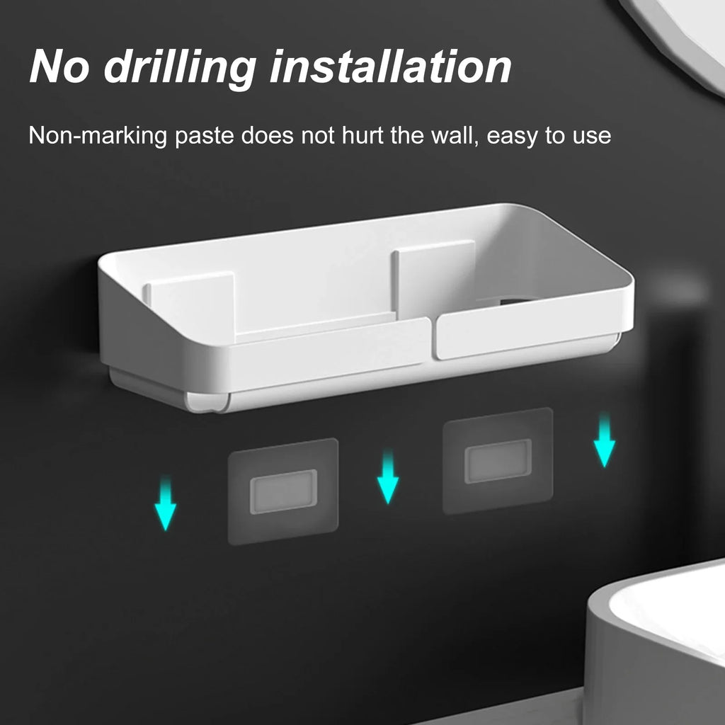 Étagère murale sans perçage – Rangement salle de bain gain de place