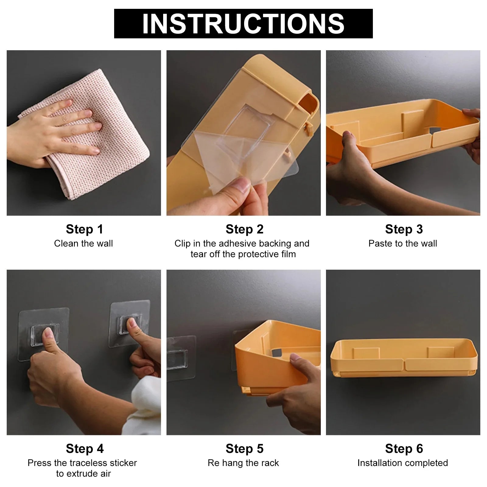 Étagère murale sans perçage – Rangement salle de bain gain de place