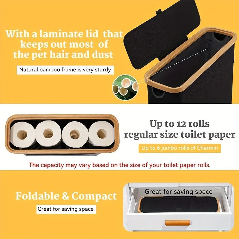 Panier de rangement pour papier toilette avec couvercle – Design élégant